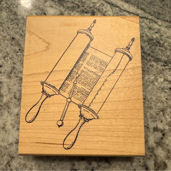 Torah scroll rubber stamp Jewish High Holy Days judaica crafts Purim Hebrew - Picture 1 of 4